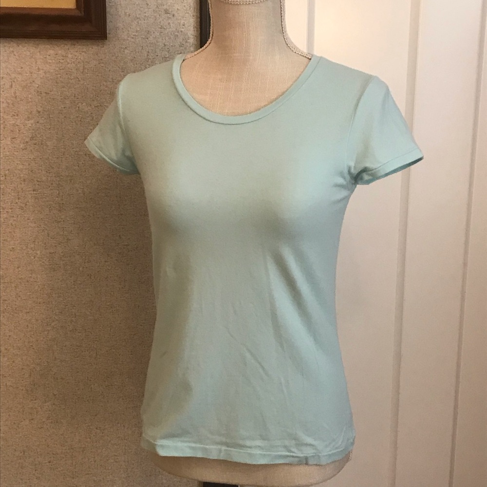 Pursuits, LTD Aqua Cap Sleeve Cotton Blend Tee Top Size  PS